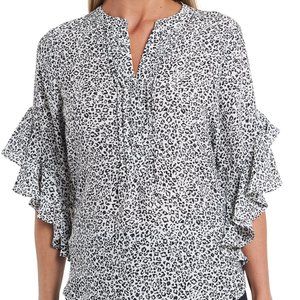 Vince Camuto Animal Print  Flutter Sleeve Blouse
